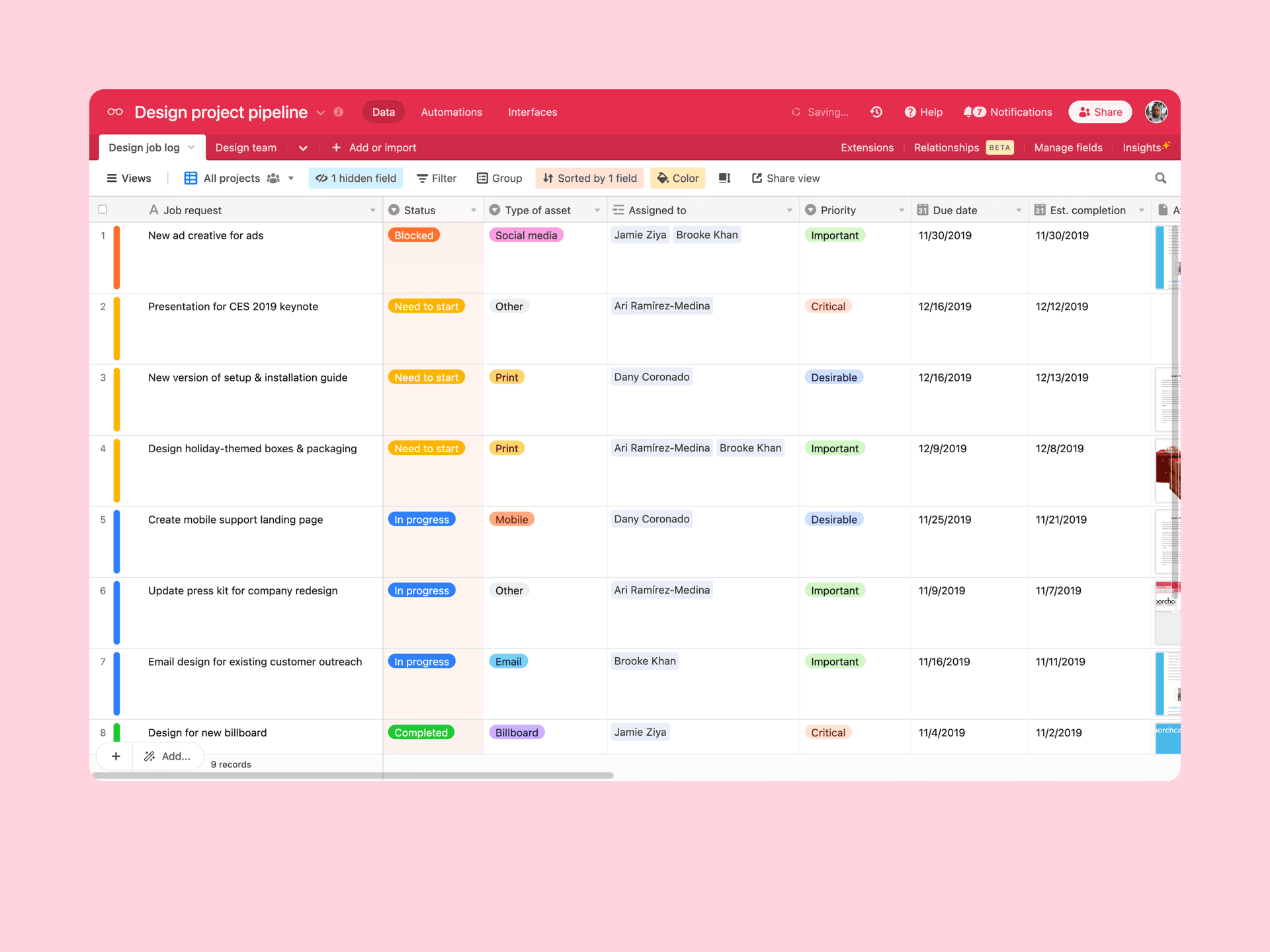 Streamline the design request and creation process and push assets through the pipeline