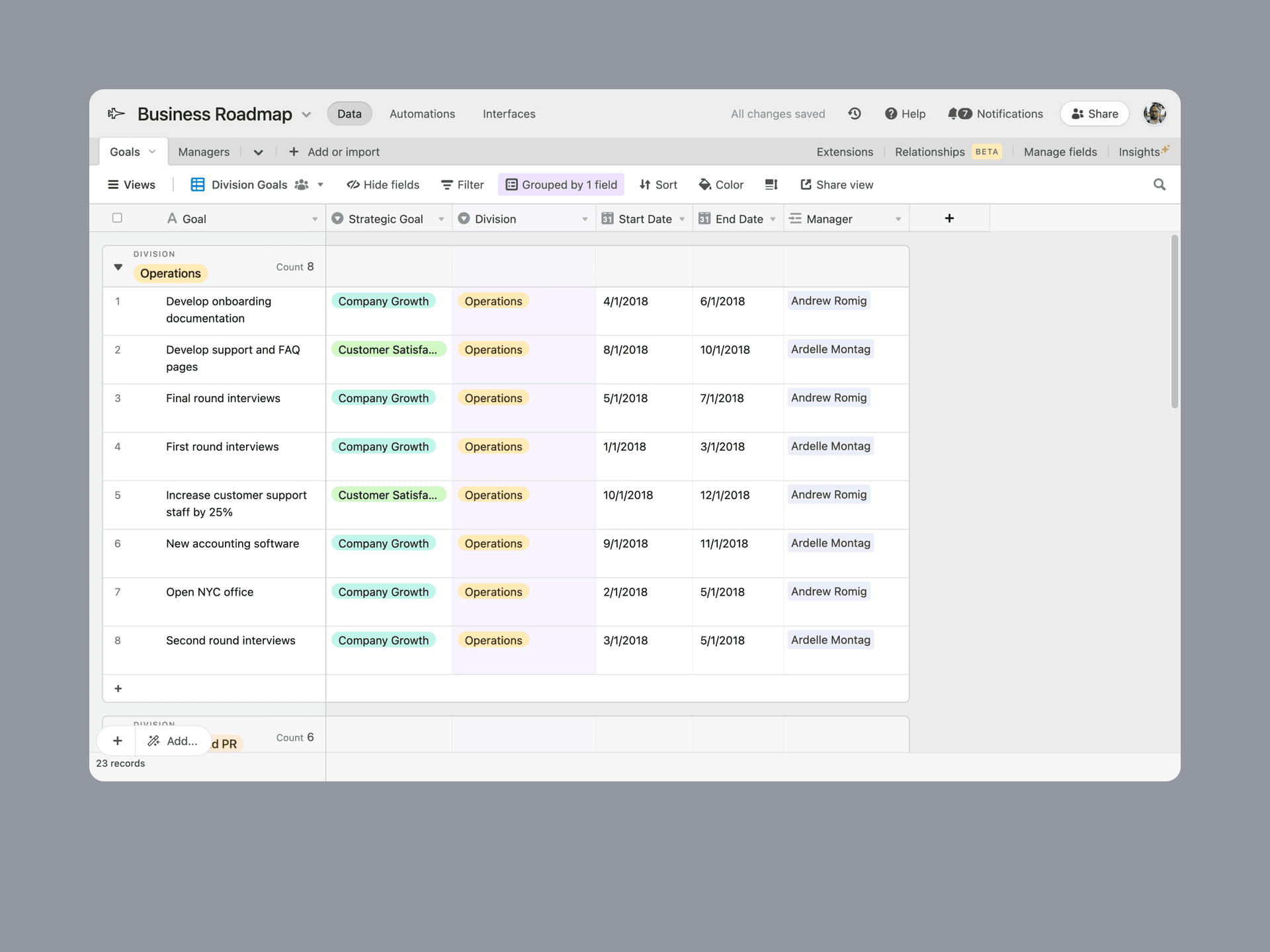 Keep your team in sync as you plan and track your business goals