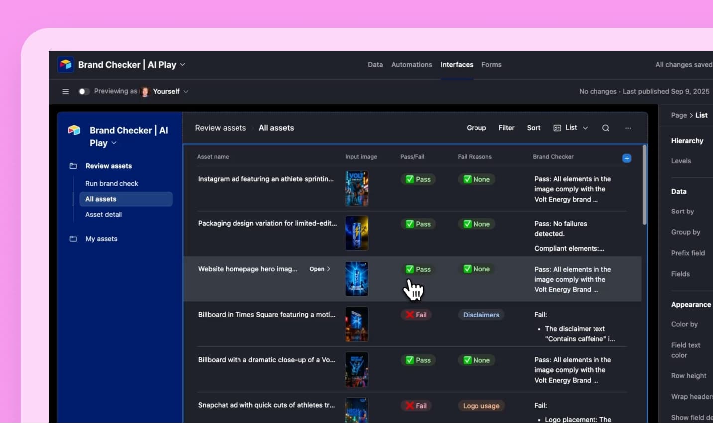 Run instant brand and compliance reviews